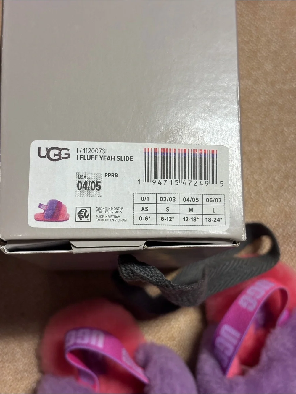 UGG Fluff YEAH Logo Slides Sandals Pink / Purple Toddler Size 4/5